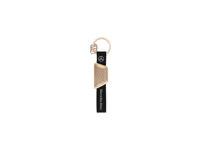 Porte-clés, Mercedes-Benz couleur or rose / Coloris noir, Acier inoxydable / PET recyclé, Traitement PVD