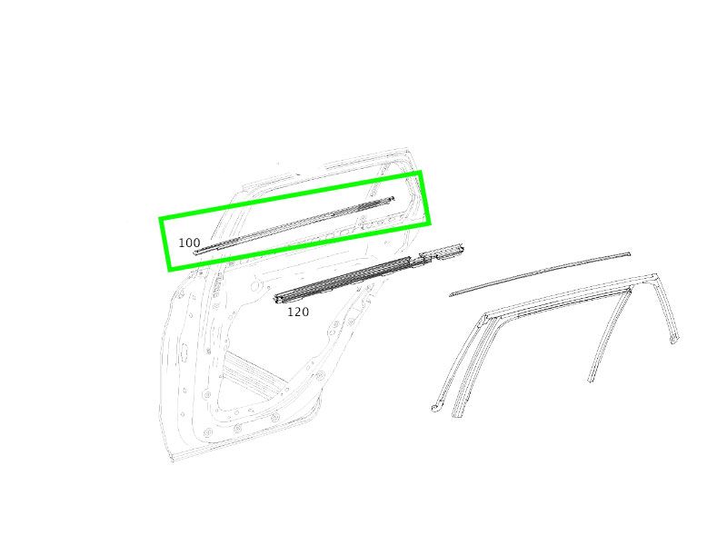 Baguette Extérieur Lèche-Vitre Porte Argent Arrière Coté PASSAGER GLC W253 Mercedes-Benz