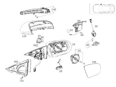Kit Complet Rétroviseur Droit Passager GLC W253 couleur Blanc 9149 Mercedes-Benz