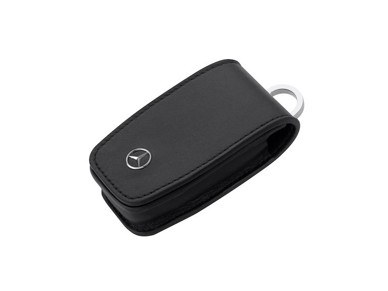 Etui noir a clés Mercedes-Benz, Cuir de vachette/ Acier inoxydable