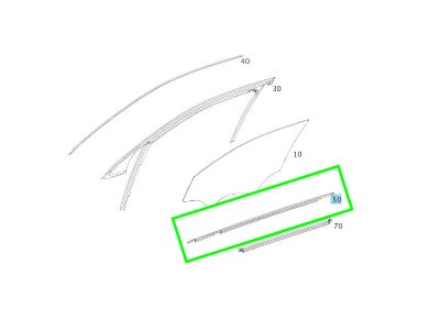 Baguette Extérieur Lèche-Vitre Avant Coté PASSAGER Classe C W204 Mercedes-Benz